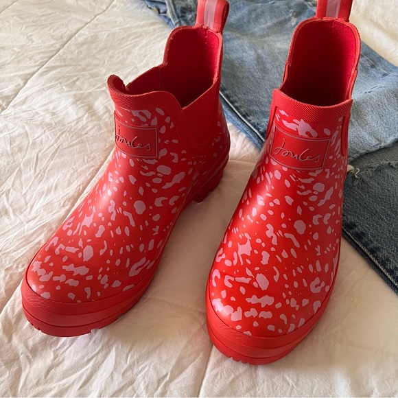 Joules Red Women Ankle Rain Boots Size‎ 7 - Picture 4 of 7